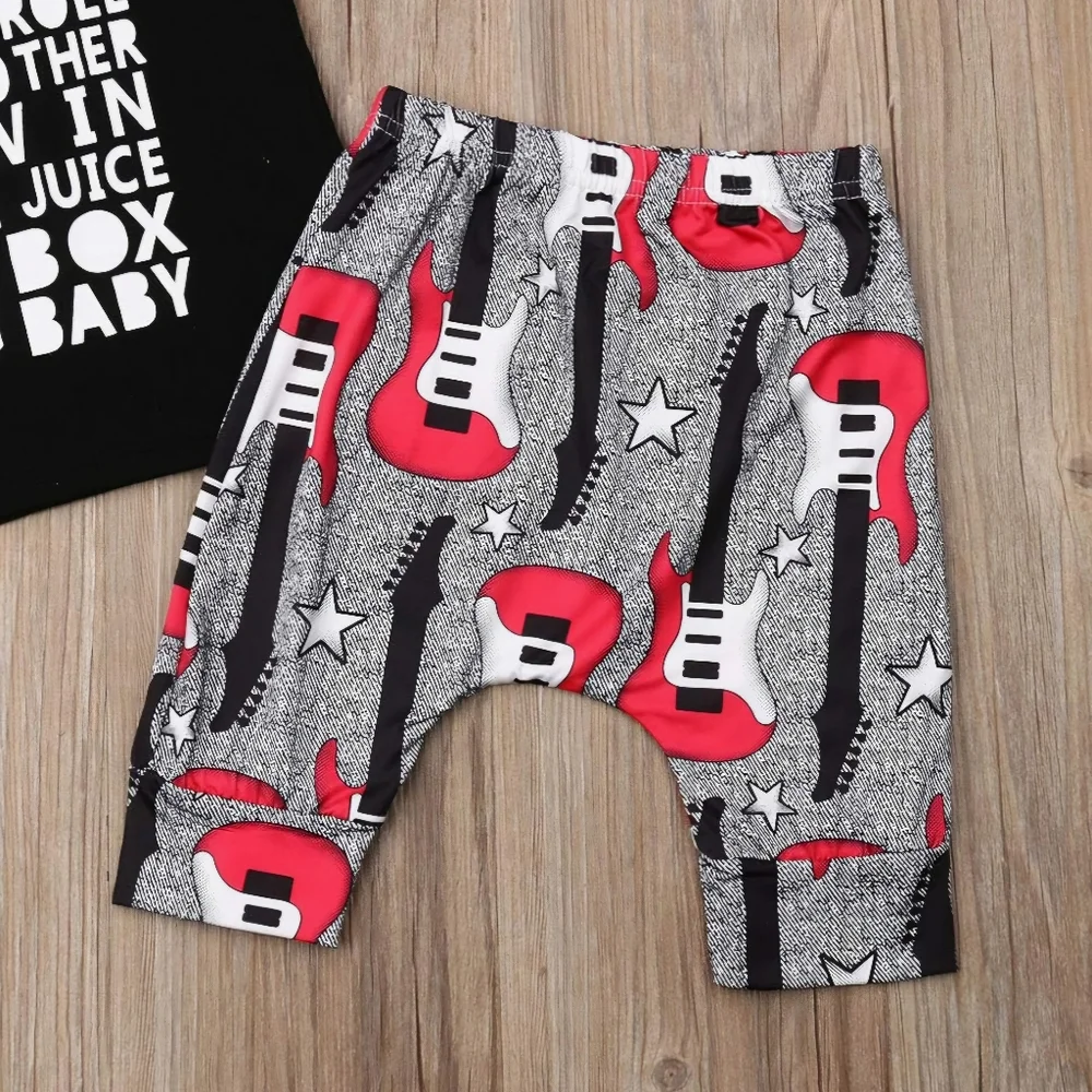 Toddler Boy Rock N Roll Juice Box Tee & Guitar Pants 2-Piece Outfit Set Sz 2T